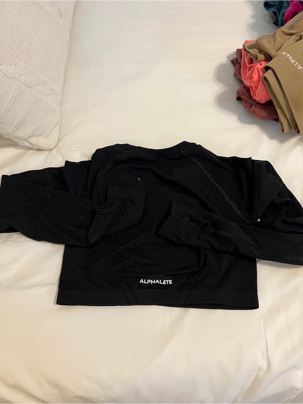 Alphalete Kids Black Long Sleeve Crop Performance Top